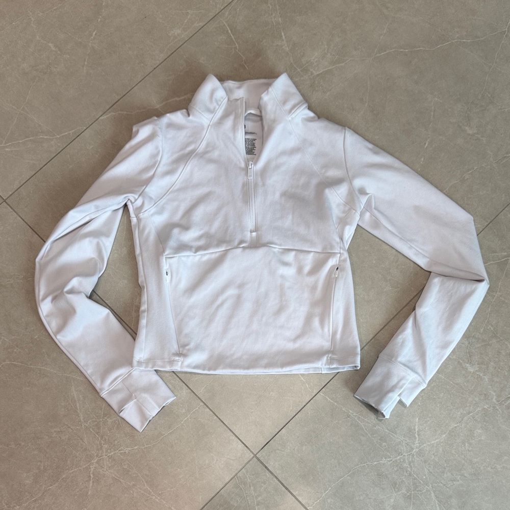 White Quarter-Zip Athletic Jacket all in motion Small